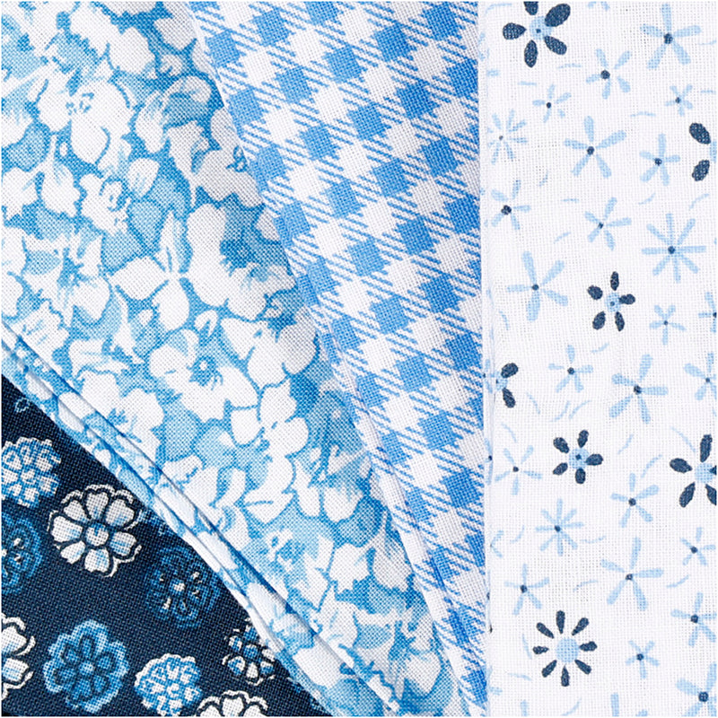 Load image into Gallery viewer, Creativ company patchwork stof blauw 45x55cm, 4st.
