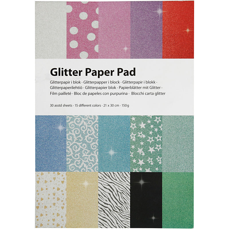 Load image into Gallery viewer, Creativ company glitterpapier blok a4 150gr, 30 vellen
