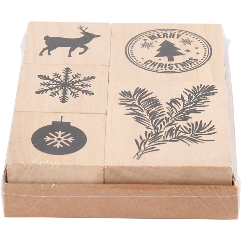 ギャラリービューアに画像をロードする, Creativ company houten stempelset kerstmis, 5dlg.
