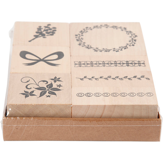 Creativ company houten stempelset natuur, 7dlg.