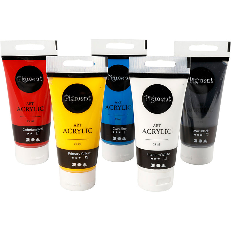 Load image into Gallery viewer, Creativ company pigment art acrylverf primaire kleuren, 5x75ml
