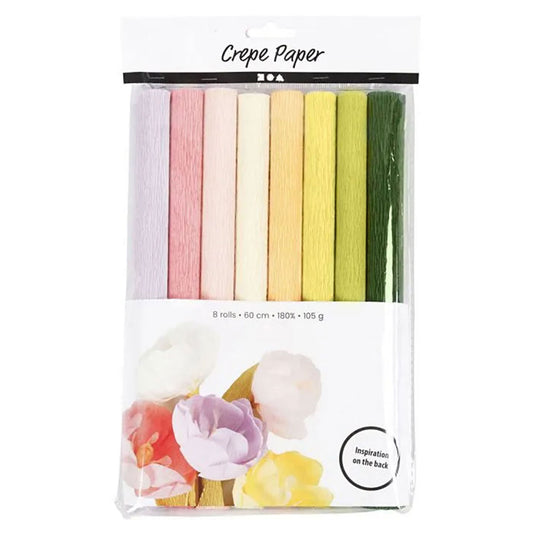 Creativ company crêpepapier pastelkleuren, 8 vellen