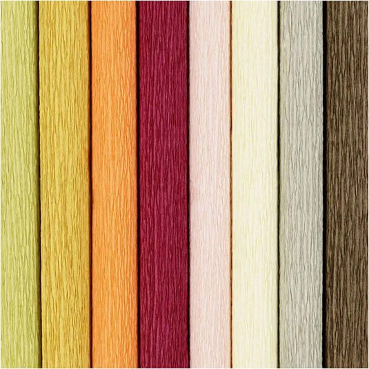 Creativ company crêpepapier, vel 25x60 cm, crêpe-verhouding: 180%, 105 gr, pastelkleuren, 8 vel 1 doos