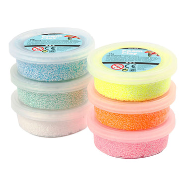 Foam clay ®, glitter, pastelkleuren, 14 gr, 6 doosje