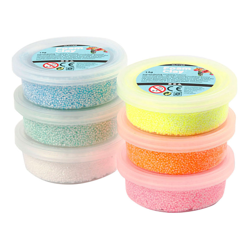 Afbeelding laden in galerijviewer, Foam clay ®, glitter, pastelkleuren, 14 gr, 6 doosje

