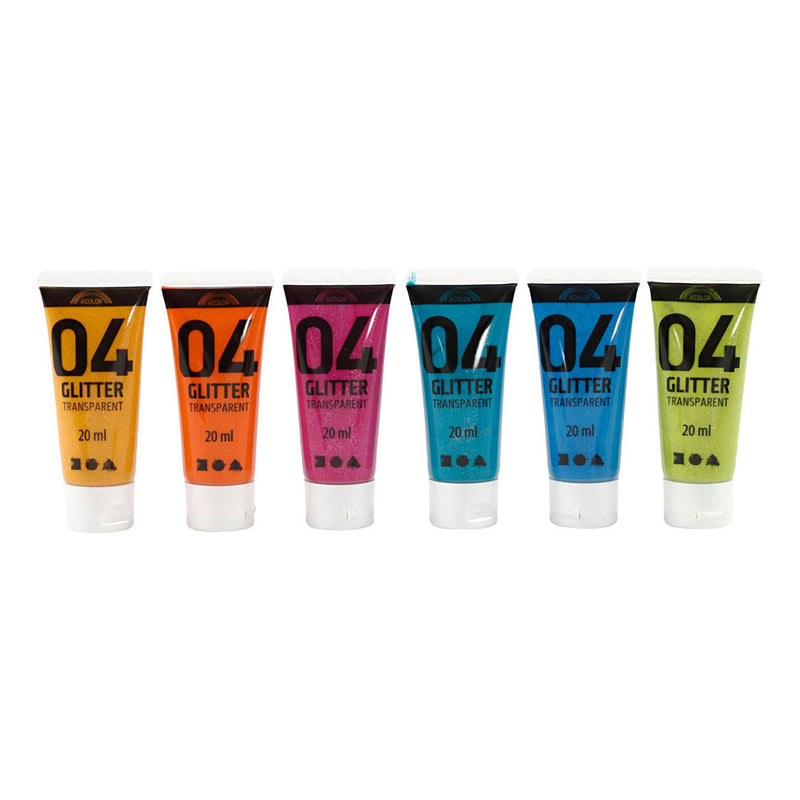 Afbeelding laden in galerijviewer, A-color kinder acrylverf glitter kleur, 6x20ml
