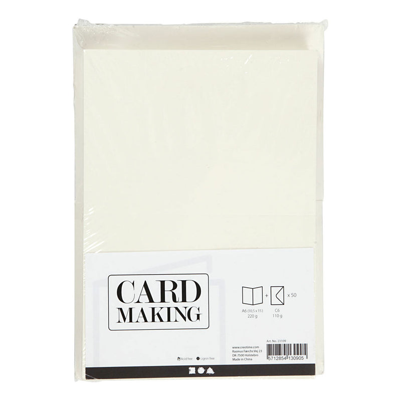 Load image into Gallery viewer, Creativ company kaarten en enveloppen off-white, 50 sets
