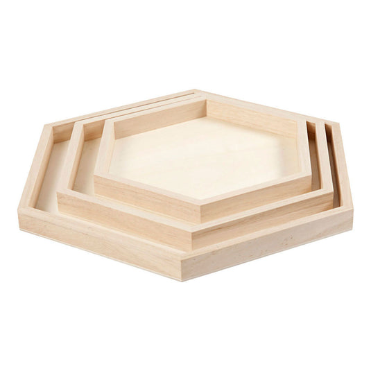 Creativ company houten dienbladen divers, set van 3
