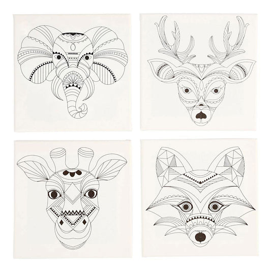 Creativ company canvas met dierenprint, 4st.