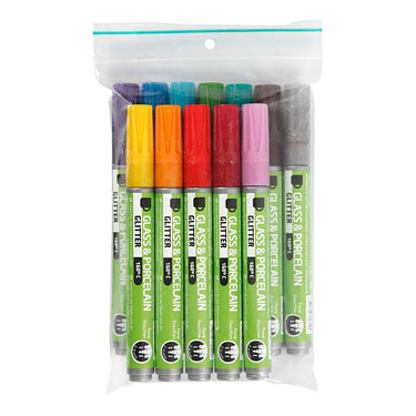 Creativ company http: www.cchobby.nl glas-porseleinstiften-glitter-lijndikte-2-4-mm-semi-dekkend-diverse-kleuren-12-stuk-1-doos