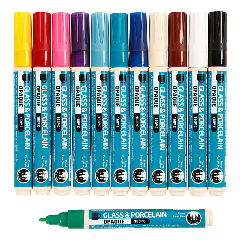Load image into Gallery viewer, Creativ company https: www.cchobby.nl glas-en-porseleinstift-lijndikte-2-4-mm-dekkend-diverse-kleuren-12-stuk-1-doos
