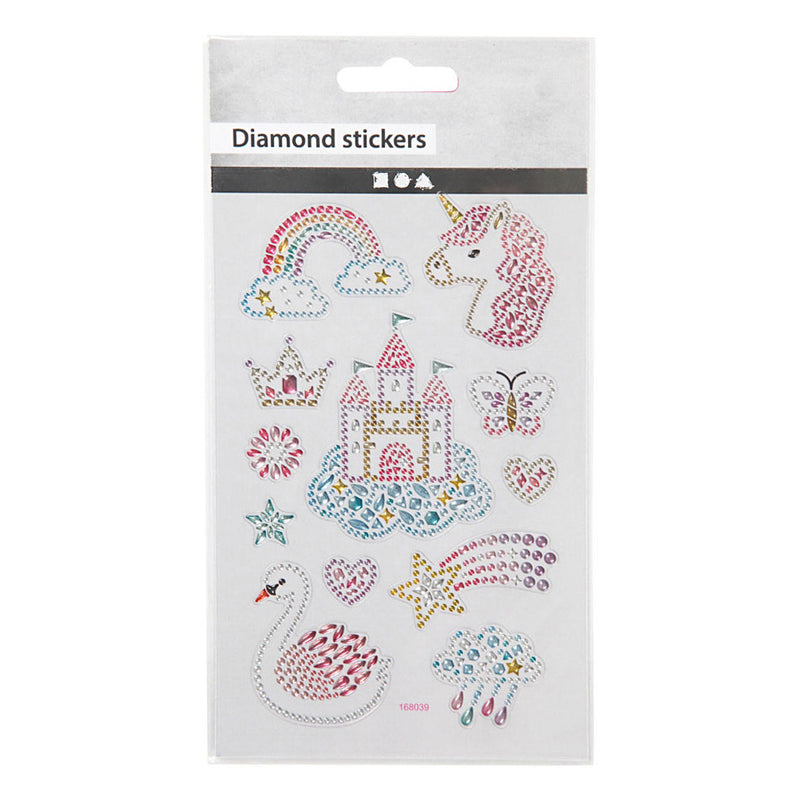 Afbeelding laden in galerijviewer, Creativ company diamond stickers - unicorn motief - magische stickers - zelfklevende strass glitter stickers - feestelijke luxe versiering - creatieve plakdiamant stickers - 1 vel
