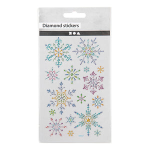 Creativ company diamond stickers - ijskristallen - winter thema stickers - zelfklevende strass stickers - luxe glitter knutselstickers - creatieve versiering - 1 vel