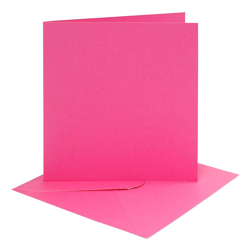 Load image into Gallery viewer, Creativ company kaarten en enveloppen donker roze, 4st.
