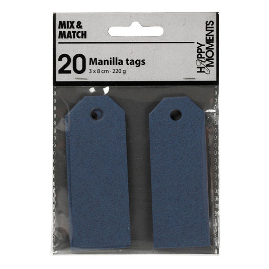 Creativ company manilla labels blauw, 20st.