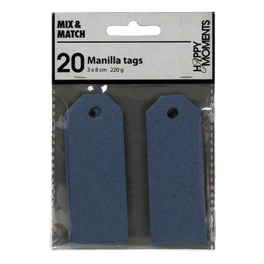 Creativ company manilla labels blauw, 20st.