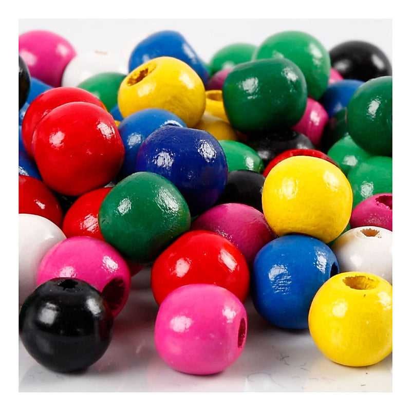 Load image into Gallery viewer, Creativ company https: www.cchobby.nl houten-kralen-d-10-mm-gatgrootte-3-mm-ca-70-div-diverse-kleuren-20-gr-1-doos
