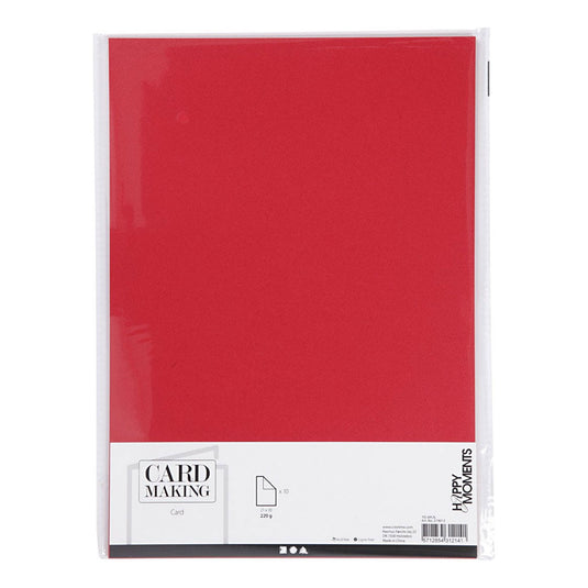 Creativ company karton, a4, vel 210x297 mm, 220 gr, rood, 10 stuk 1 doos