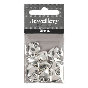 Creativ company hartvormige hanger verzilverd, 10st.