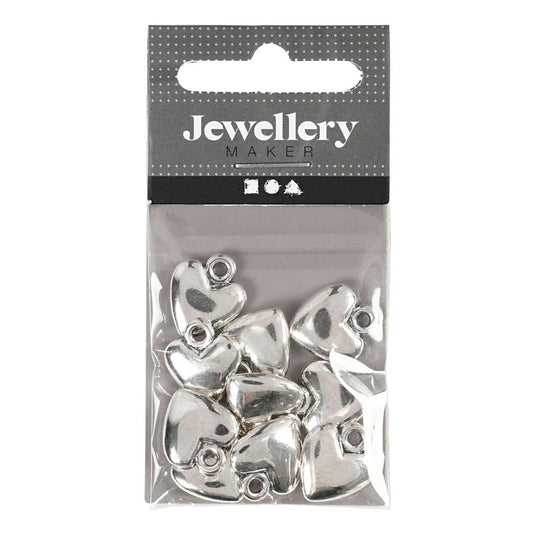 Creativ company hartvormige hanger verzilverd, 10st.