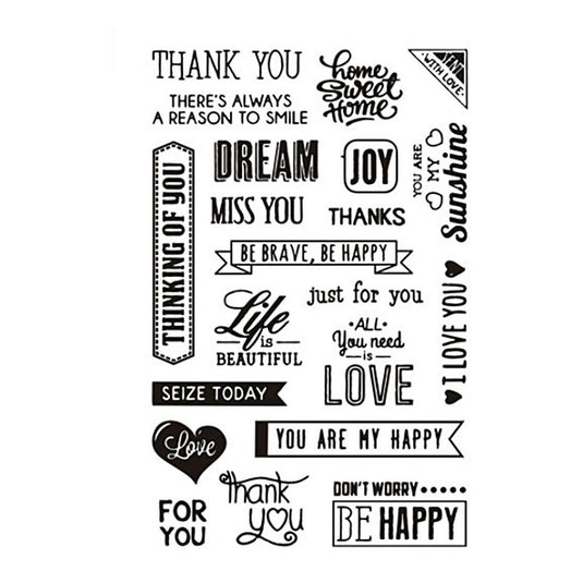 Creativ company silicone stempels, engelse tekst, vel 11x15,5 cm, 1 vel