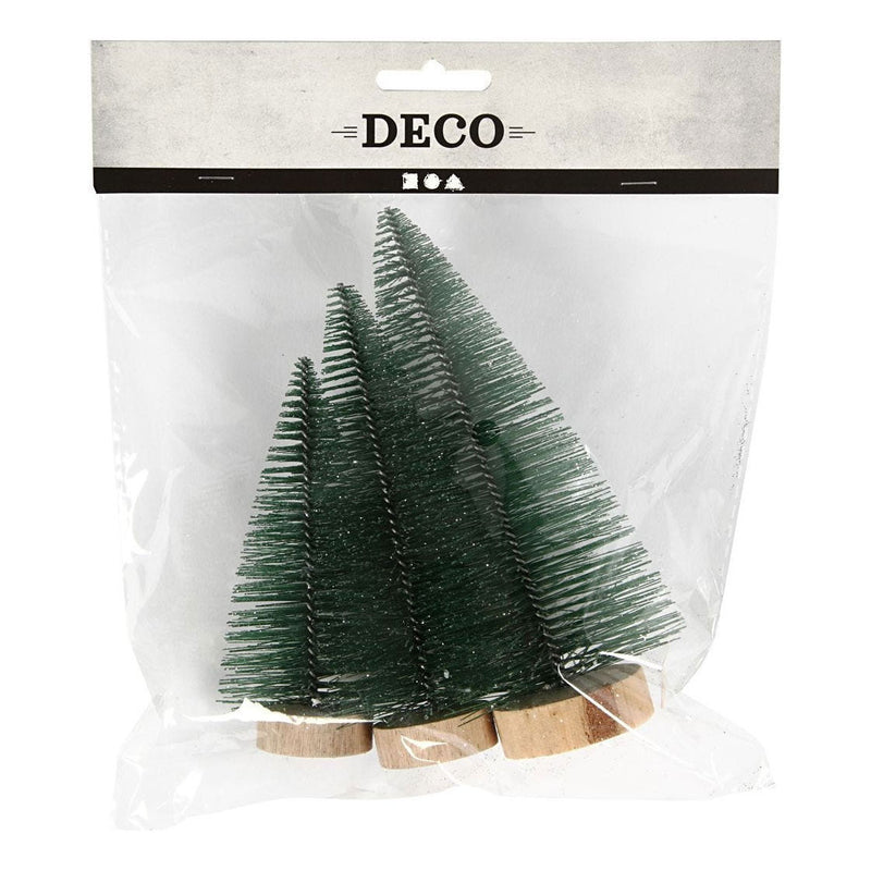 Load image into Gallery viewer, Creativ company kerstbomen divers met houten staander, 3st.
