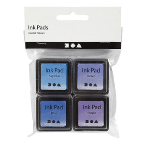 Creativ company stempelinkt blauw tinten paars, 4st.