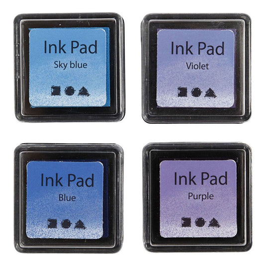 Creativ company stempelinkt blauw tinten paars, 4st.
