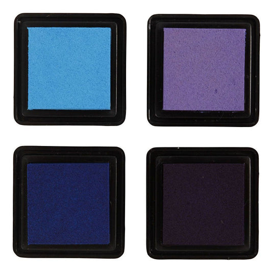Creativ company stempelinkt blauw tinten paars, 4st.