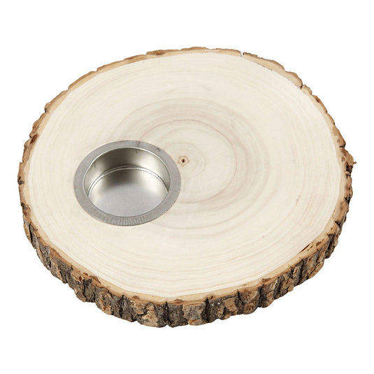 Creativ company houten schijf waxinelicht houder 14-16cm