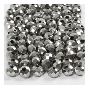Creativ company facet kralen metallic grijs, 100st.
