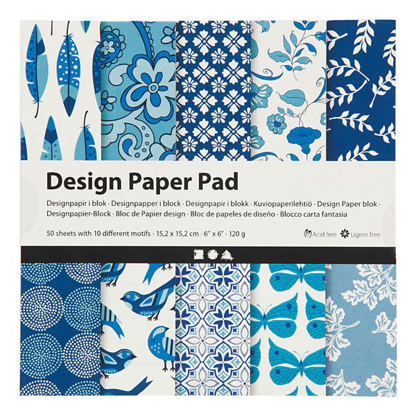 Design Papierblok Blauw, 50 Vellen
