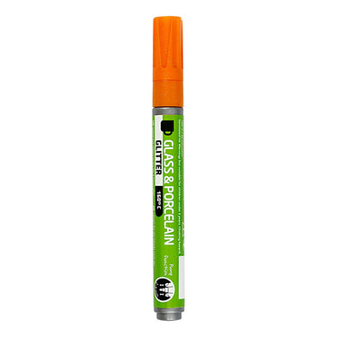 Creativ company glas- en porseleinstift glitter semi-dekkend - oranje