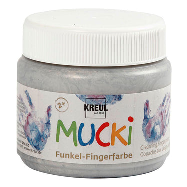 Creativ company mucki vingerverf - zilver metallic, 150ml