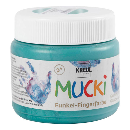 Creativ company mucki vingerverf - groen metallic, 150ml