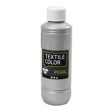 Creativ company textile color dekkende textielverf - zilver parelmoer, 250ml