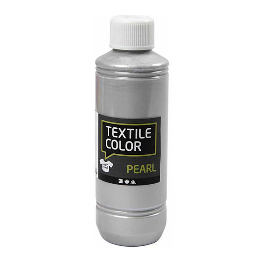 Creativ company textile color dekkende textielverf - zilver parelmoer, 250ml