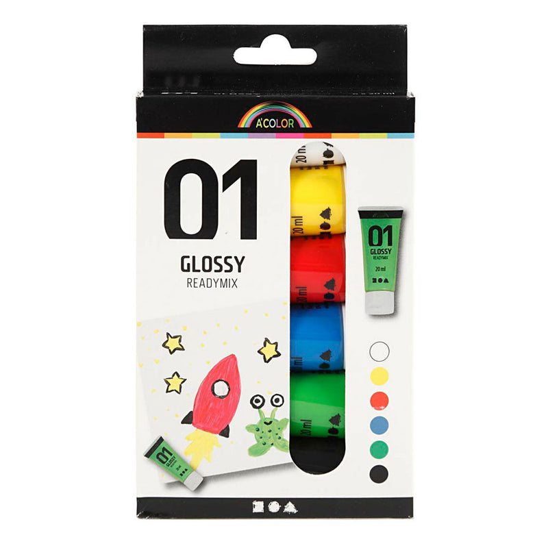Load image into Gallery viewer, Creativ company acrylverf voor kidneren glossy standaardkleuren, 6x20ml
