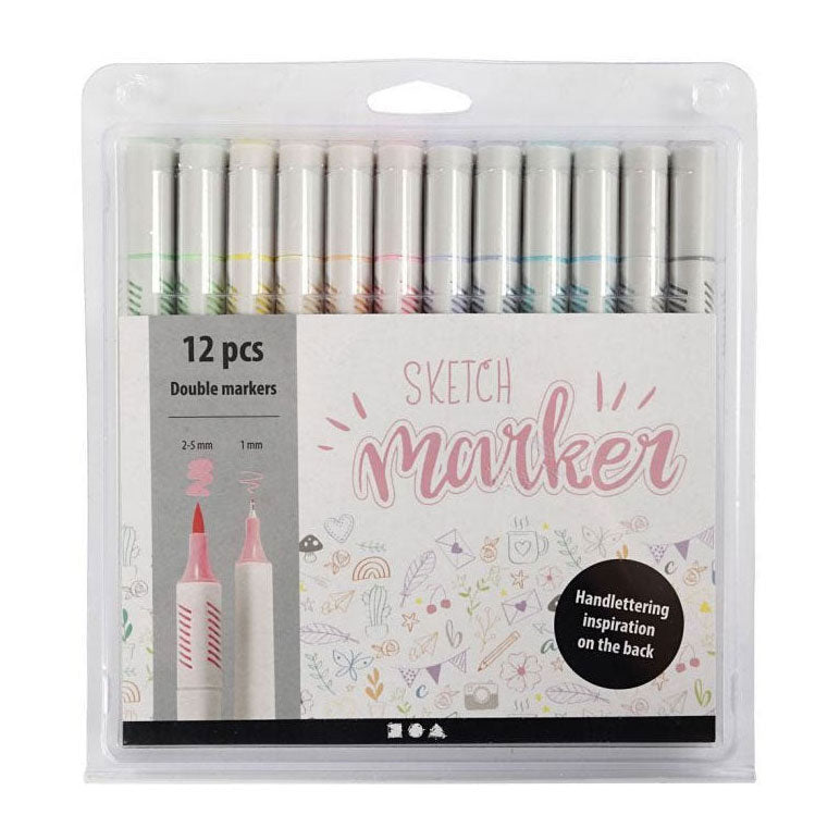Load image into Gallery viewer, Creativ company handletter stiften pastelkleuren, 12st. dubbelzijdig

