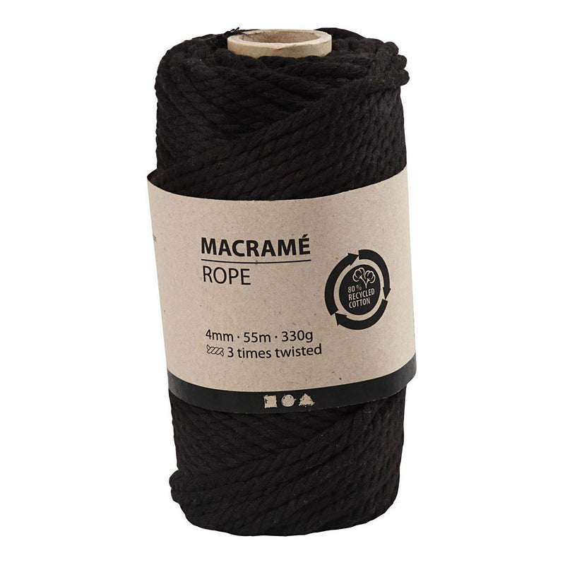 Load image into Gallery viewer, Creativ company macrame koord zwart, 55m
