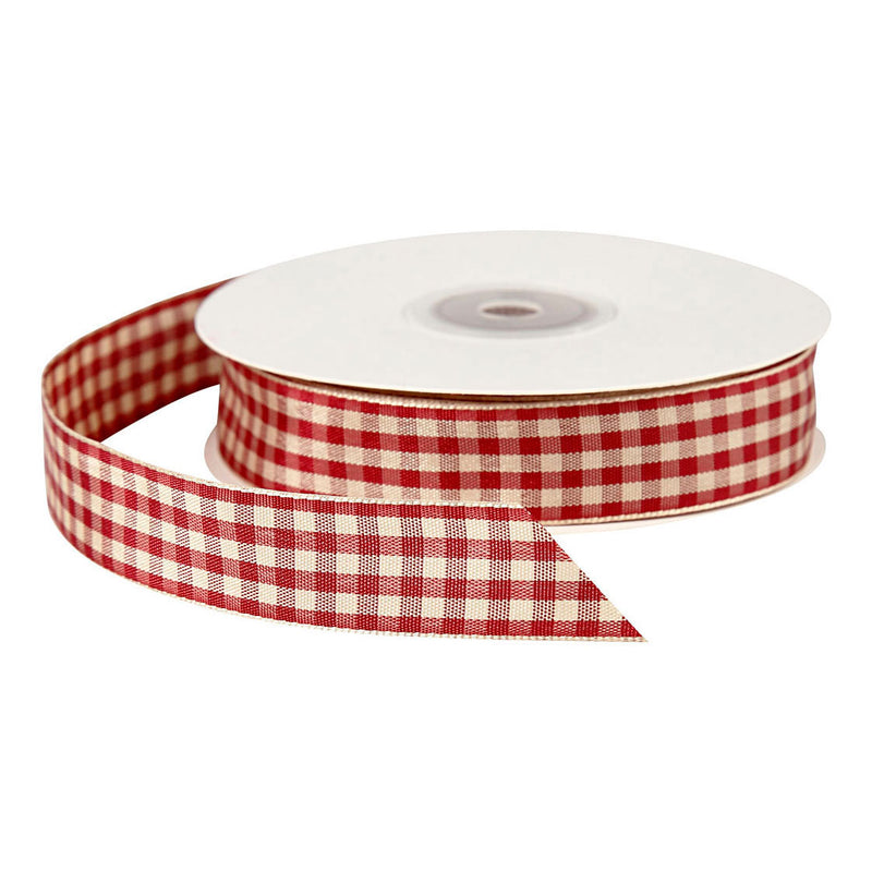 Afbeelding laden in galerijviewer, Creativ company geruit lint antiek rood wit, 25m
