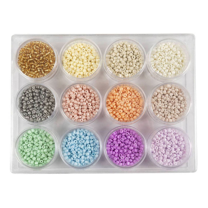 Afbeelding laden in galerijviewer, Creativ company rocailles ronde glazen kralen 3 mm pastelkleuren, 12x17 gram
