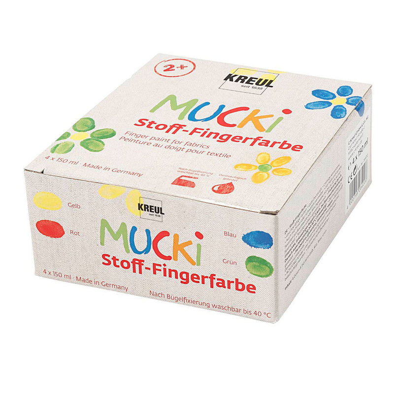 Load image into Gallery viewer, Creativ company muck vingerverf blauw groen rood geel, 4x150ml
