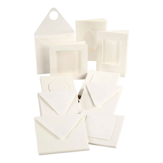 Creativ company passepartout kaarten, afmeting kaart 10,5x15 + 12,5x12,5 cm, inhoud kan variëren , off-white, 50 set 1 doos