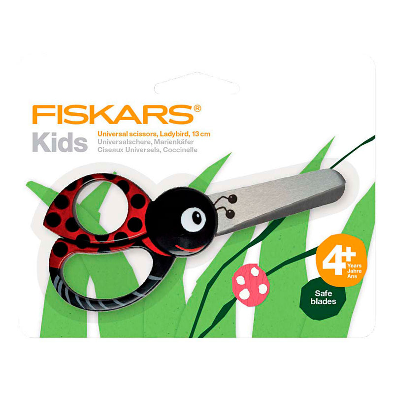 Afbeelding laden in galerijviewer, Creativ company fiskars kinderschaar met dierenmotief lieveheersbeestje - 13cm
