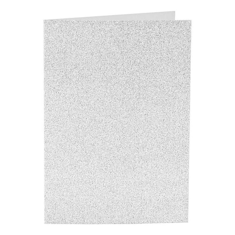 Load image into Gallery viewer, Creativ company kaarten en enveloppen 10,5x15cm glitter zilver - 4st.
