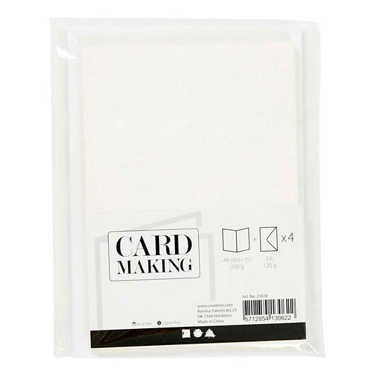 Creativ company kaarten en enveloppen 10,5x15cm glitter wit - 4st.