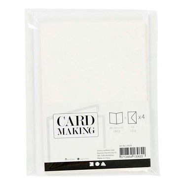 Creativ company kaarten en enveloppen 10,5x15cm glitter wit - 4st.