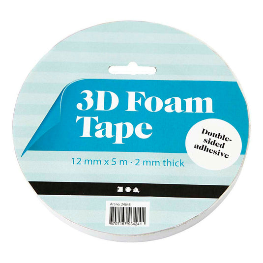 Creativ company 3d foam tape breedte 12mm dikte 2mm - 5m