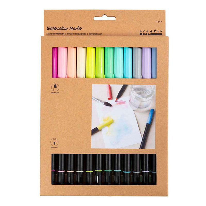 Load image into Gallery viewer, Creativ company dubbelzijdige aquarelmarker - 12 kleuren
